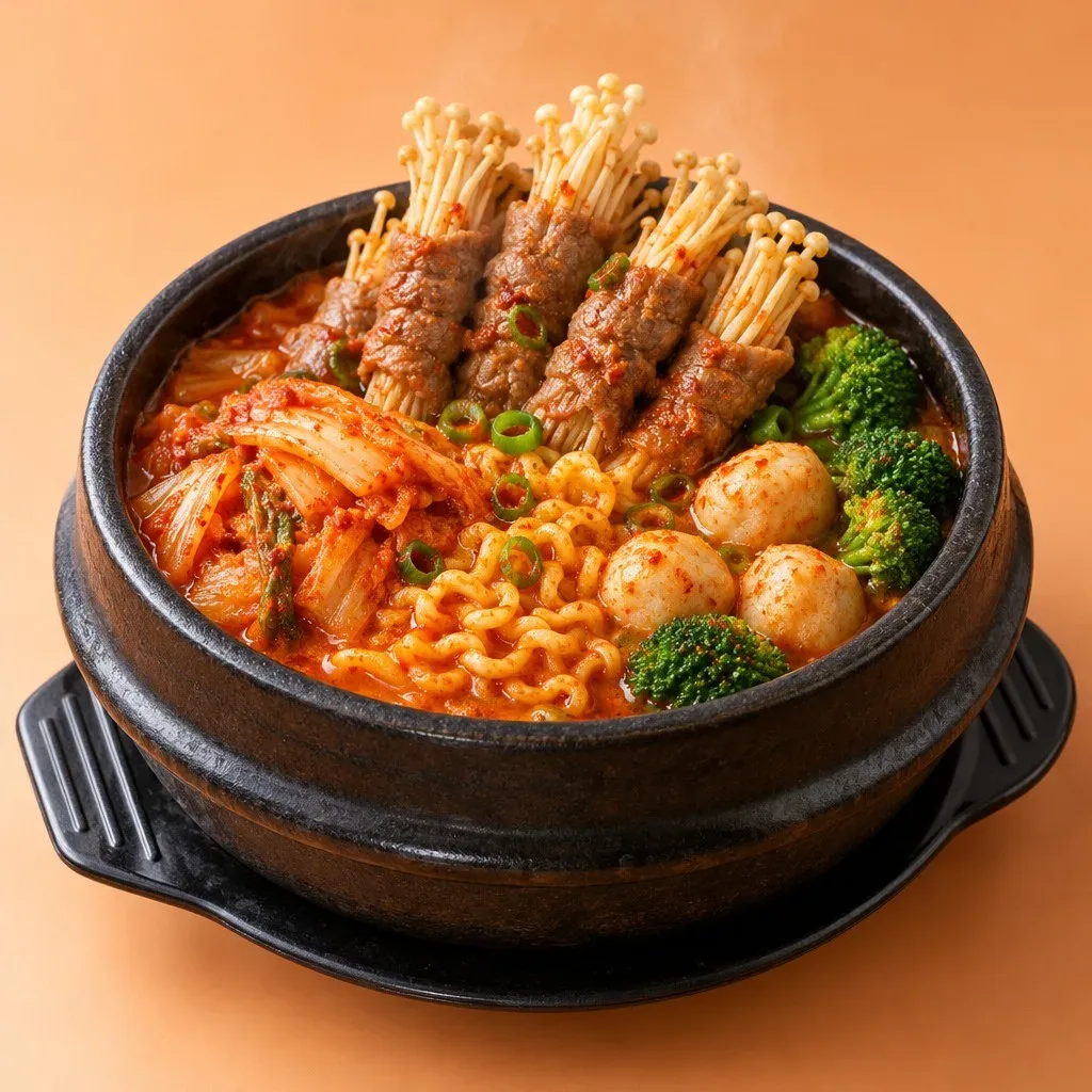 Mì Cay Kim Chi Bò Cuộn Nấm Kim Châm